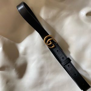 Gucci Leather Belt with Double G Buckle 0.8 inch Wide